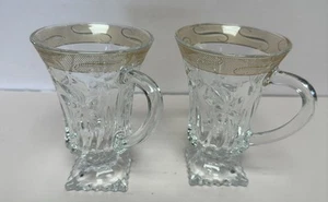 Juego 2 tazas de vidrio de cocina alpina filigrana dorada florales descontinuadas 5 oz frío caliente - Imagen 1 de 10