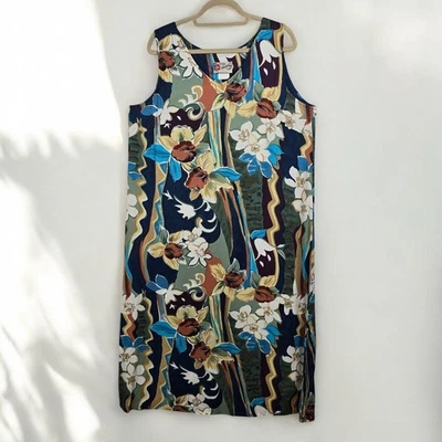 Vintage Hilo Hattie Hawaiian Originals Sleeveless Dress Woman XL Floral Print - Image 1 of 4