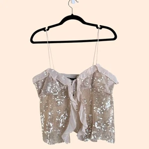 Zara Sequin Ruffle Tank Top - Picture 1 of 5