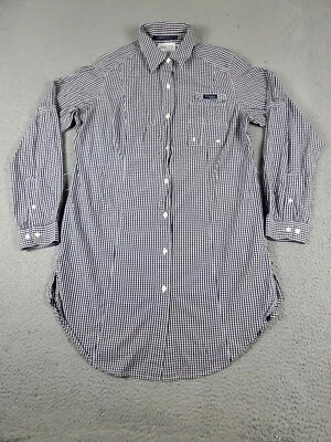 Vestido camisero Columbia para mujer talla grande azul a cuadros botones delanteros manga larga Foto 1 de 4