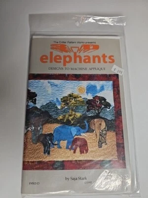 Elephants Critter Pattern Applique Saja Stark VINTAGE  Unused-QP2  - Image 1 of 2
