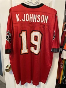 Keyshawn Johnson Tampa Bay Buccaneers Champion Mens Red Jersey Size 44 Large - Picture 1 of 4
