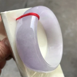 62.5MM Burma Natural Ice Lavender Jadeite Jade Bracelet Wide Jade Bangle - Picture 1 of 14