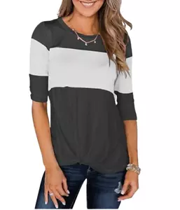 Minthunter Women's Half Sleeve T Shirts Color Block Round Neck Spring Tops XXL - Picture 1 of 4