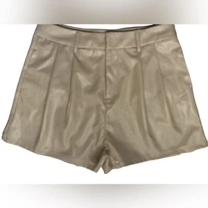 Shinestar Pantalones Cortos Cintura Alta Imitación Cuero Vegano Beige. Talla L Nuevo con etiquetas - Imagen 1 de 5