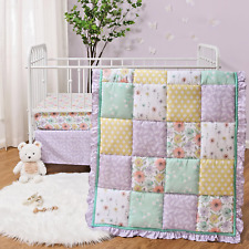 Fresh Floral Patchwork 3 Piece Girl Baby Crib Bedding Set by The Peanutshell