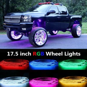 4x RGB LED 17.5" Wheel Ring Rim Chasing Light For Chevy Silverado 1500 2500 3500 - Picture 1 of 14