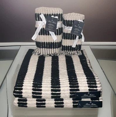 JUEGO DE TOALLAS BROOKS BROTHERS RAYAS PREMIUM ALGODÓN TURCO 2 BAÑOS 2 MANOS 2 PUNTAS NUEVO CON ETIQUETAS Foto 1 de 4