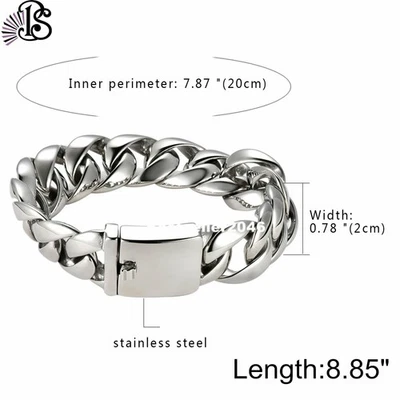 15/20/24/30 мм мужчин тяжелый мотоциклиста обочины цепочка браслет полированный из нержавеющей стали звено - Изображение 1 из 4