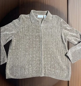 Suéter vintage Alfred Dunner clásico de cachemir para mujer con cremallera talla (XL) marrón - Imagen 1 de 5