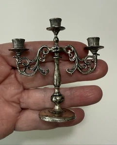 Vintage Italian Mini Ornate Solid Sterling Silver Dollhouse CANDALABRA 2.75”,37g - Picture 1 of 17