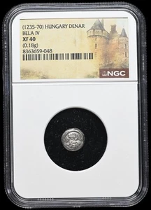 HUNGARY. Bela IV. 1235-1270. Silver Denar, NGC XF40 - Picture 1 of 2