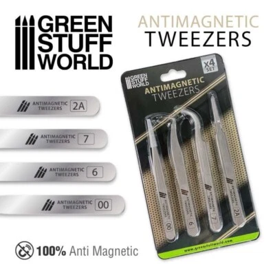 GREEN STUFF WORLD Pinzette di precisione QUARTZ 100% Antimagnetico - Pinze Antiacido - N52 N35
