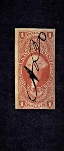 1862-71 Revenue 1st Issue Washington $1 FOREIGN EXCH IMPERF Sc#R68a Fabulous Pen - Picture 1 of 1