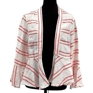 Tommy Bahama Linen Jacket Womens NEW M Marcella Stripe Bell Sleeve Pink - Picture 1 of 8