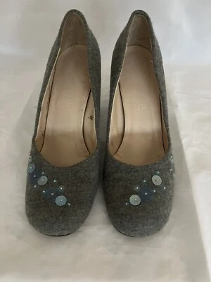 Винтажные серые шерстяные туфли-лодочки Bottega Veneta с блестками - размер 9,5 - Изображение 1 из 4