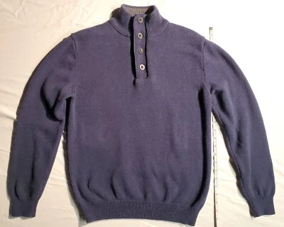Cuello Suéter Para Hombre Grayson & Dunn Talla Pequeña Tejido Azul Cuarto Cremallera Abotonable Foto 1 de 4