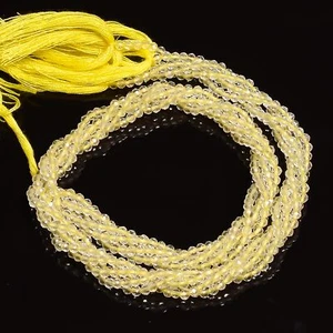 Cuentas rondelle redondas facetadas topacio limón natural de 2,5 m joyería hilo de 33 cm EB-71 - Imagen 1 de 2