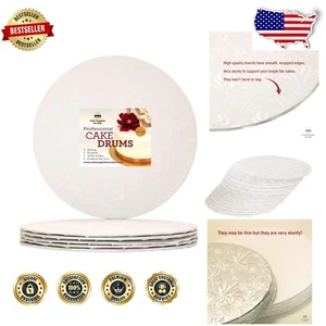 16" White Round Cake Boards - 25 Count Thin Yet Sturdy Presentation Drums - Picture 1 of 7