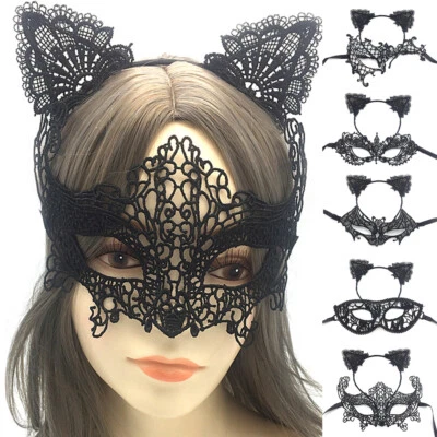 Women Sexy Eye Mask Hollow Lace Headband Fancy Dress Costume Cosplay Props - Image 1 of 4