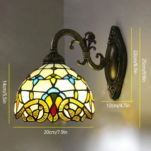 Tiffany Style Wall Sconce Stained Glass Light Art Deco Fixture Wall Mount Lamp - Picture 1 of 12