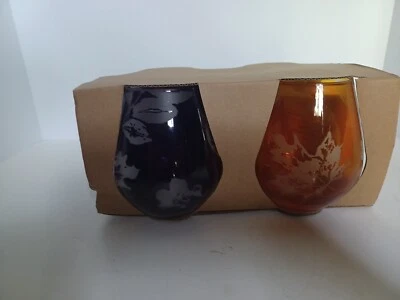  Etched Leaves Stemless Wine Glasses Set Of 4 Grasslands Road - Image 1 of 4