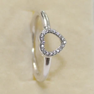 Authentic Pandora Puzzle Heart Frame Ring Multiple Size 196549CZ W Suede Pouch - Picture 1 of 6