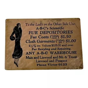 1940's Advertising Pocket Mirror for Fur Coats Depositories. RARE Lady's Fashion - Picture 1 of 5