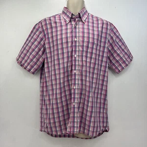 Camisa Lacoste Manga Corta Talla 43 XL Rosa Blanco Cuadros Cuello Botón Verano - Imagen 1 de 13