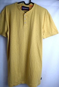 Superdry Short Sleeve Tshirt Button Up Size Medium Yellow - Picture 1 of 16