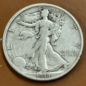 1918-S Walking Liberty Silver Half Dollar VF Very Fine Coin - TCCCX