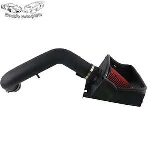Black For 2011-14 Ford F150 5.0L V8 Heat Shield Cold Air Intake Kit + Red Filter - Picture 1 of 7