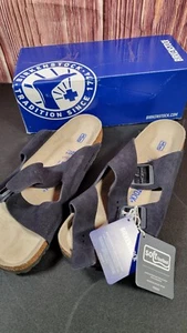 Birkenstock Men's Arizona Soft Footbed Slides, Midnight, Blue, 9 Medium US - Picture 1 of 4