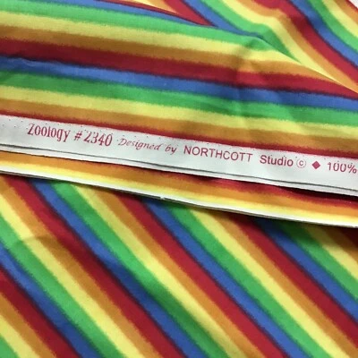 Rainbow Multi Color Stripe Zoology 2340 Northcott Studio COTTON FABRIC Per Yard - Image 1 of 4