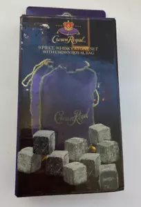 Crown Royal Whisky Stone Set 9 Piezas con Bolsa - Nuevo en Caja - Imagen 1 de 3