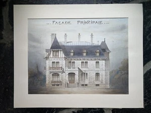 Juego de 4 grandes representaciones arquitectónicas victorianas francesas - Imagen 1 de 14
