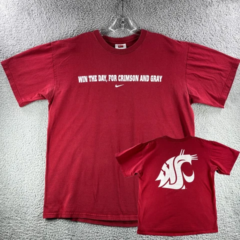 VTG Washington State Cougars Shirt Mens Large L Red Nike Center Check 90s NCAA Cover
