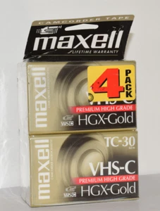 4x Cintas de Video Maxwell VHS-C TC-30 HGX-Doradas Premium Alta Calidad - Nuevas Selladas - Imagen 1 de 4