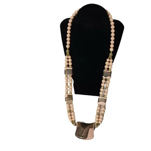 Collar de colección de material mixto melocotón 28" con cuentas destacado melocotón resumen - Imagen 1 de 11