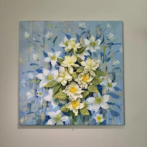 3D Floral Fusion: Handcrafted Crochet & Oil Paint Wall Art | Original & Unique - Picture 1 of 5