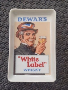 DEWAR'S WHITE LABEL WHISKY Antique Limoges Porcelain Advertising Ashtray  - Picture 1 of 5