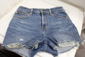 Levi 501 Denim Shorts Womens Size 25 Zip High Waist Medium Wash Classic 90s - Picture 1 of 3