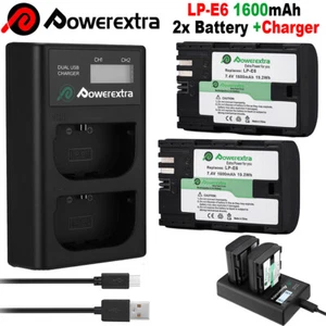 2Pcs LP-E6 Battery + LCD Dual Charger for Canon EOS 5D 6D 7D Mark II III 70D 80D - Picture 1 of 23