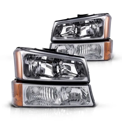Par de faros para Chevy Silverado Avalanche 1500 2500 2003 2004-2006 con ámbar Foto 1 de 4