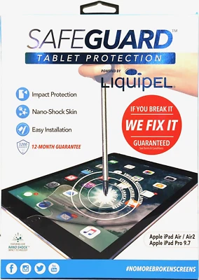 SafeGuard Liquipel Apple iPad Air 1 & 2 Pro 9.7 Screen Protector Easy Install - Image 1 of 3
