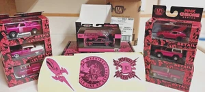 M2 PINK CHROME SET WALMART & PINK AUTO-BOX CHALLENGER SLEEVE STICKERS LOT - Picture 1 of 18