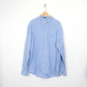 Gant Camicia Uomo Blu a Quadri 100% Lino Basic da Vestire 2XL - Foto 1 di 8