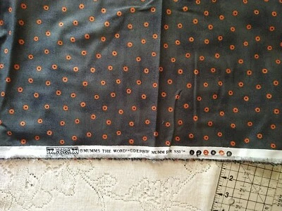 Debbie Mumm Fabric Gray Orange Eyeballs in the Dark Halloween 11" x 44" Spooky - Image 1 of 4