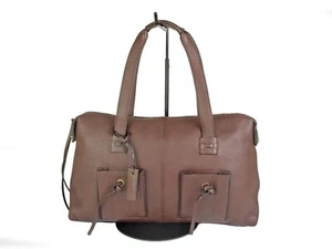 GUCCI Brown Leather Shoulder Bag Handbag Boston Bag Purse Women's Used Italy - Picture 1 of 21
