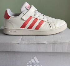 ADIDAS GRAND COURT 2.0 TRAINERS SIZE 2 KIDS GIRLS BOXED EG3811 WHITE PINK SHOES